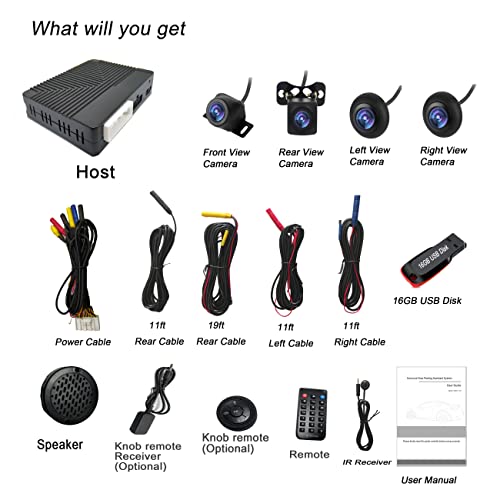 360 Degree Bird View Camera System 1080P Surround View Parking DVR 7 Inch Monitor
