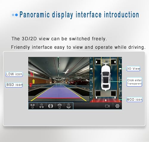 360 Degree Bird View Camera System 1080P Surround View Parking DVR 7 Inch Monitor