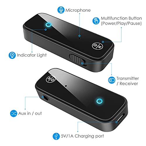 Bluetooth Aux Adapter Car Receiver Hands Free Audio Adapter