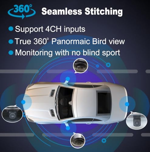 360 Degree Bird View Camera System 1080P Surround View Parking DVR 7 Inch Monitor