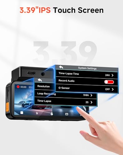 4K Dual Dash Cam Front Rear WiFi Touchscreen Parking Monitor Night Vision Collision Detection