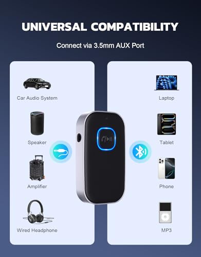 Bluetooth Receiver Car Aux Adapter Hands Free Audio Receiver