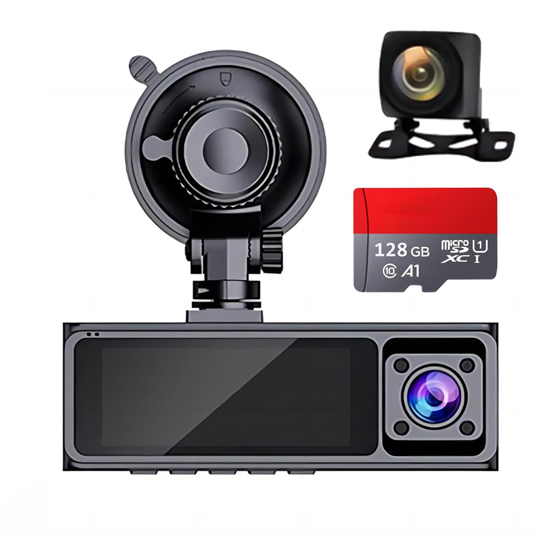 3 Channel Dash Cam 2K 1296P Night Vision IMX415 Sensor Cabin Rear Camera WiFi APP Control