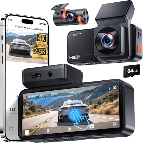 4K Dual Dash Cam Front Rear WiFi Touchscreen Parking Monitor Night Vision Collision Detection