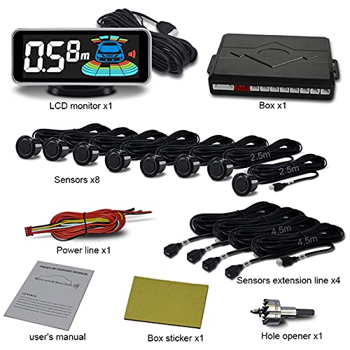 Car Parking Sensor Kit 8 Sensor Reverse Radar System Vehicle Parking Assist