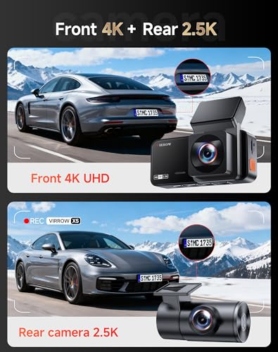 4K Dual Dash Cam Front Rear WiFi Touchscreen Parking Monitor Night Vision Collision Detection