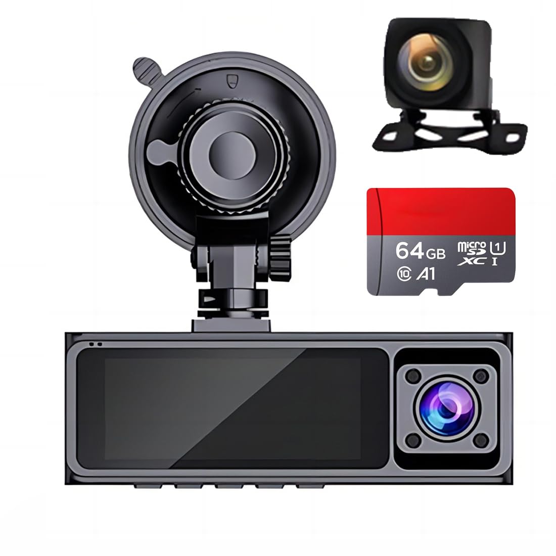 3 Channel Dash Cam 2K 1296P Night Vision IMX415 Sensor Cabin Rear Camera WiFi APP Control