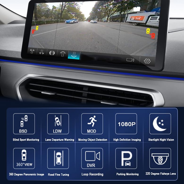 360 Degree Bird View Camera System 1080P Surround View Parking DVR 7 Inch Monitor