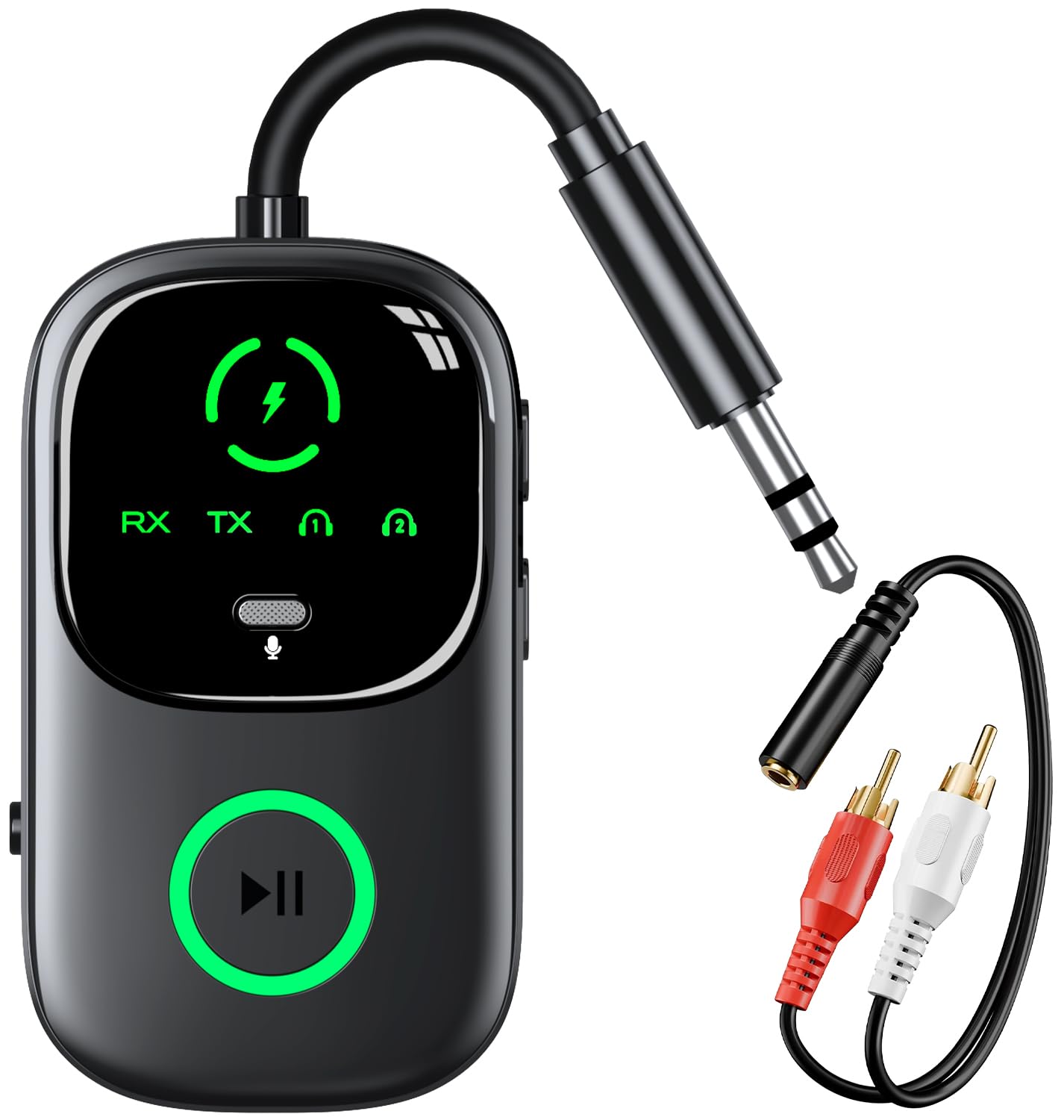 Bluetooth 3.5mm AUX Adapter 2 in 1 Transmitter Receiver LED Display Wireless Audio Adapter
