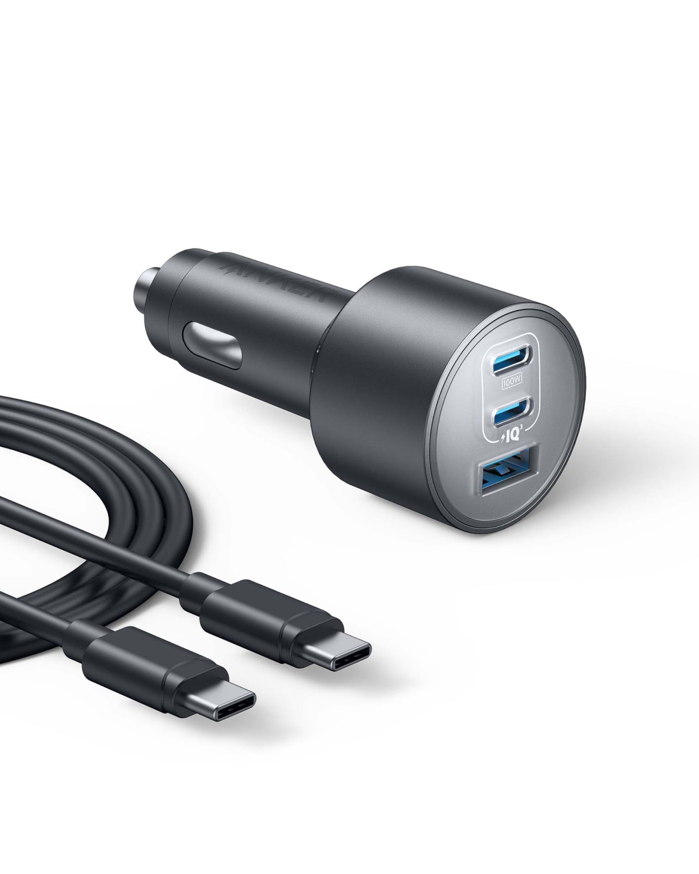167W 3-Port USB-C Fast Car Charger for Laptop & Phone