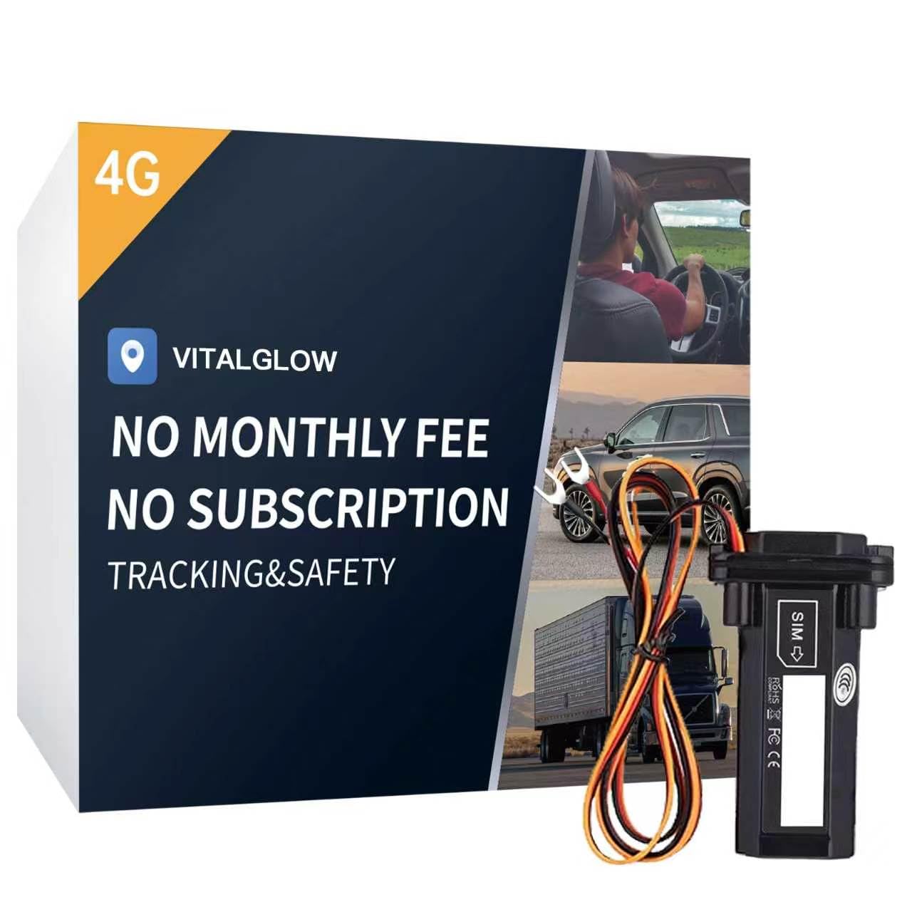 GPS Tracker for Vehicles No Subscription 4G SIM Long Battery GeoFence Driving Alerts