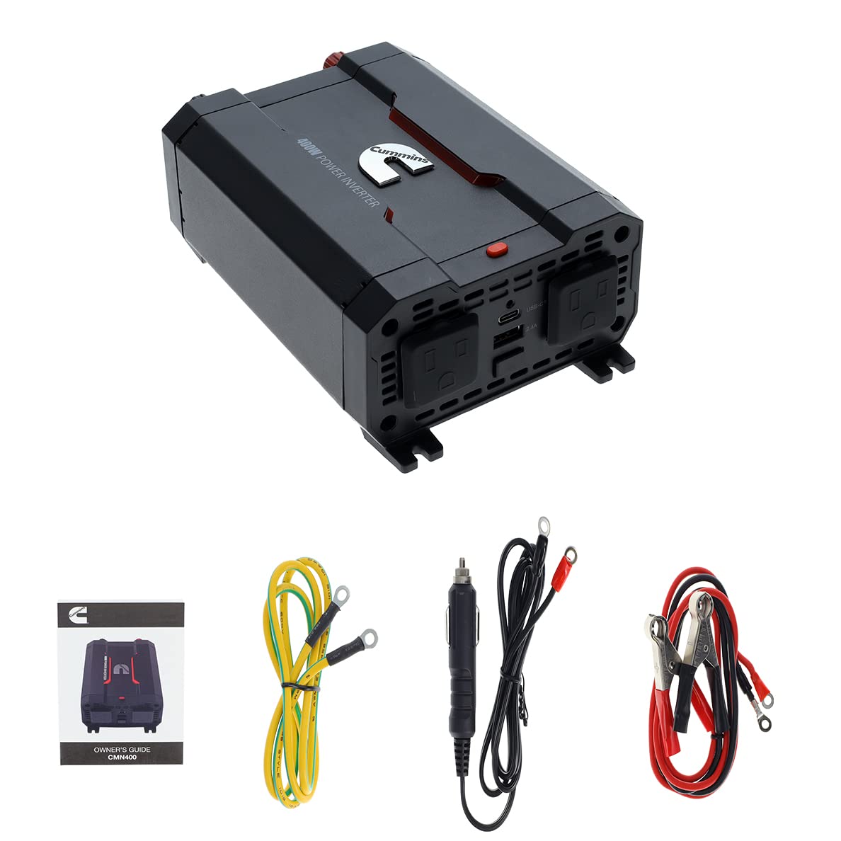 400W Car Power Inverter with Dual AC Ports & USB-C Fast Charging Kit