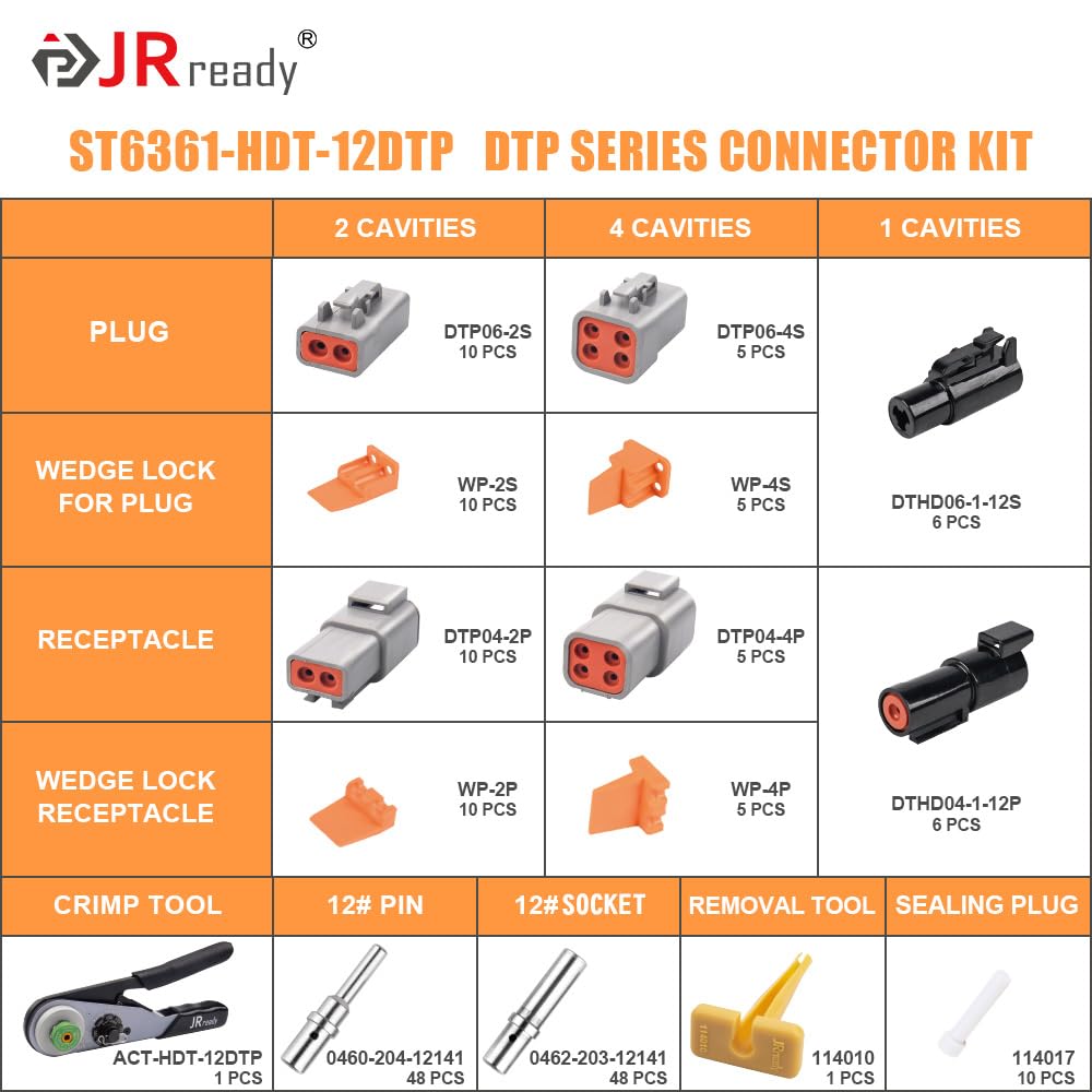 Deutsch Connector Kit with Crimp Tool Waterproof Automotive Pin Connectors 1–4 Way