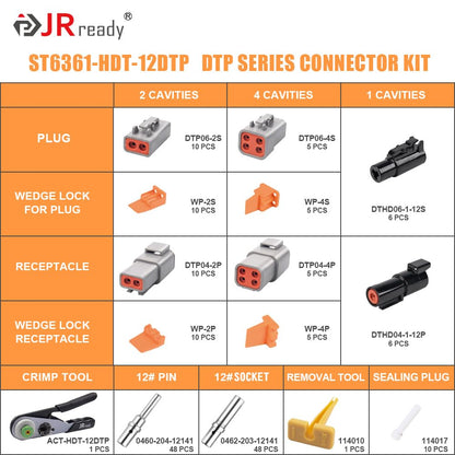 Deutsch Connector Kit with Crimp Tool Waterproof Automotive Pin Connectors 1–4 Way