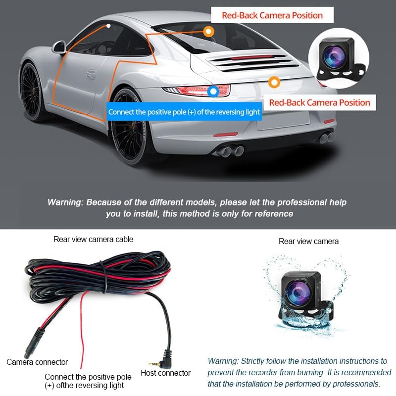 10 Inch Mirror Dash Cam Front View Night Vision Touch Screen Parking Monitor