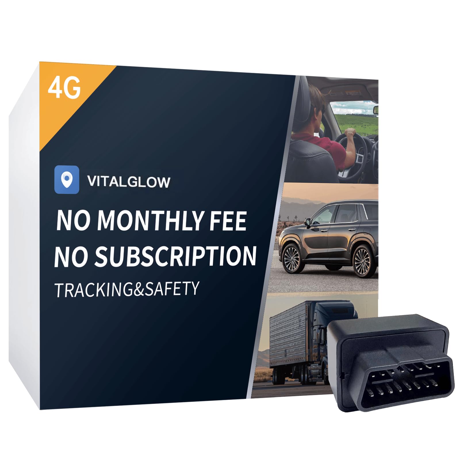 GPS Tracker for Vehicles No Subscription 4G SIM Long Battery GeoFence Driving Alerts