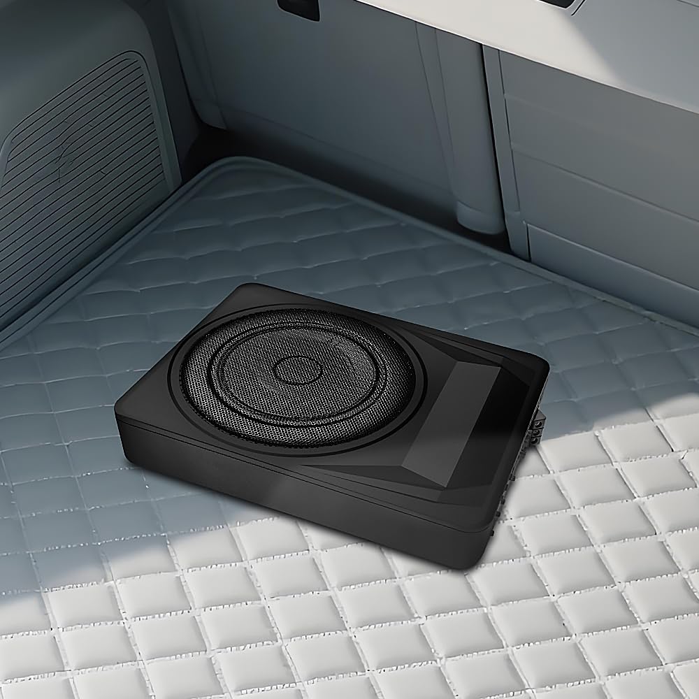 1200W 10-Inch Slim Under-Seat Powered Car Subwoofer with Built-in Amplifier & Remote Bass Control