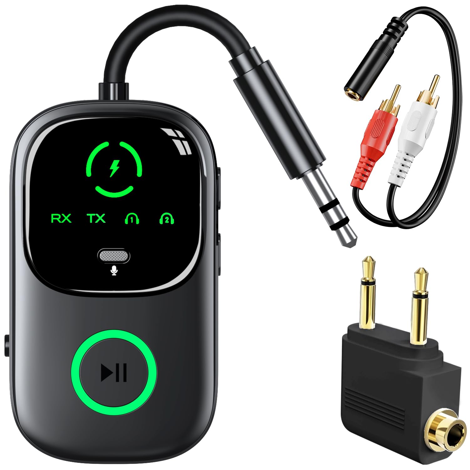 Bluetooth 3.5mm AUX Adapter 2 in 1 Transmitter Receiver LED Display Wireless Audio Adapter