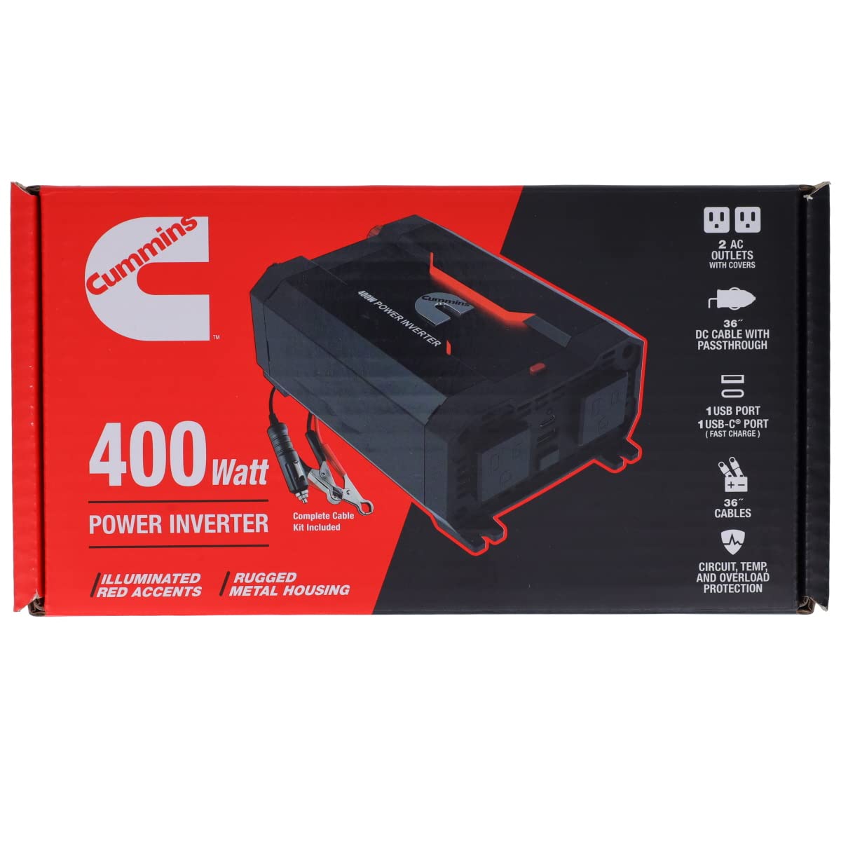 400W Car Power Inverter with Dual AC Ports & USB-C Fast Charging Kit