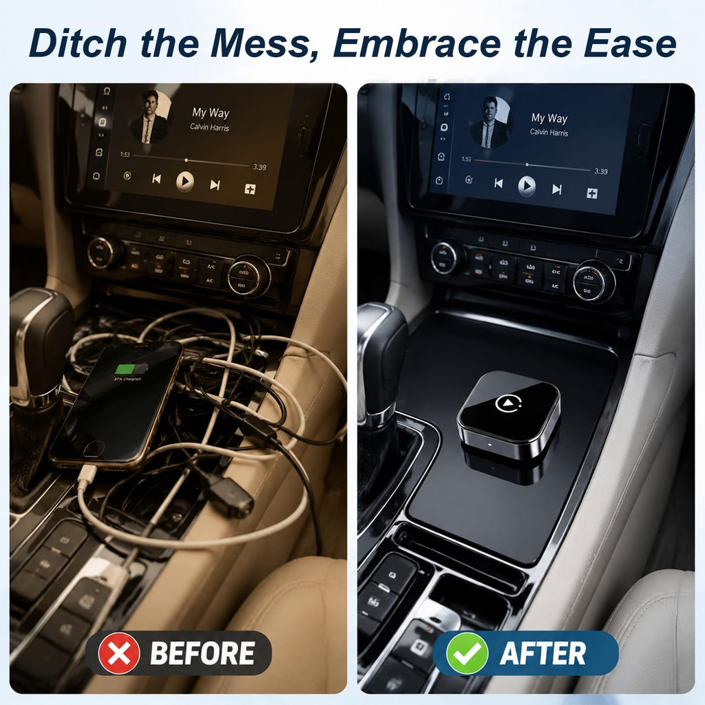 Wireless CarPlay Android Auto Adapter Wired to Wireless Fast Auto Connect Plug and Play Stable Connection