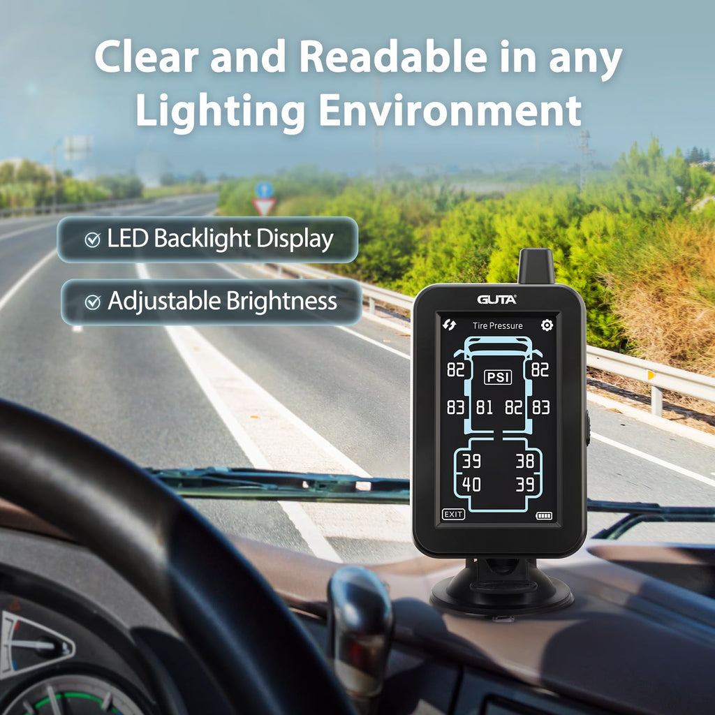 Trailer TPMS Tire Pressure Monitoring System Color Touchscreen Display
