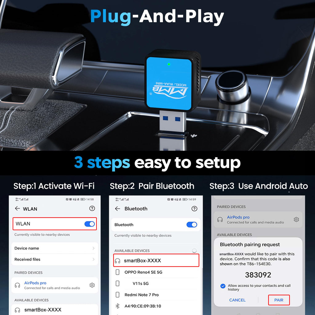 Wireless CarPlay Adapter Mini Plug and Play Auto Connect