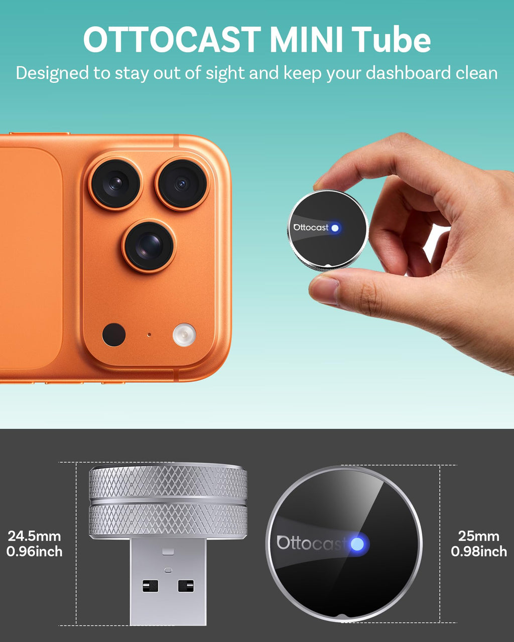 Wireless CarPlay Android Auto Adapter Mini Plug and Play WiFi 6 Bluetooth Fast Auto Reconnect