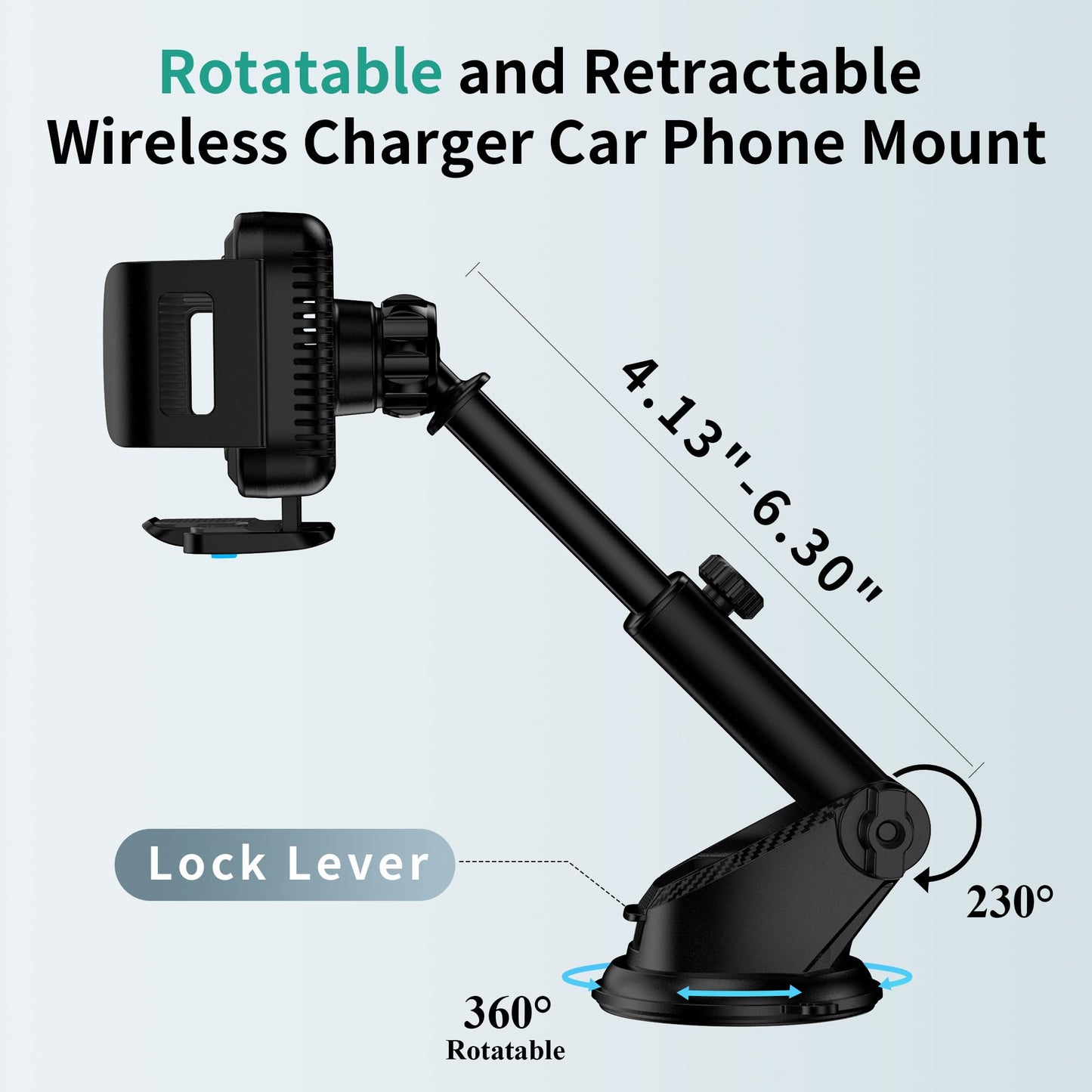 15W Dual Coil Wireless Car Charger Mount for Samsung Galaxy Z Fold & Flip Series and iPhone Fast Charging Holder