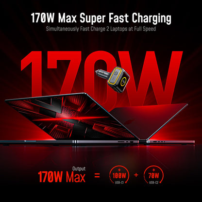 170W USB-C Car Charger with Smart TFT Display & PD Fast Charging