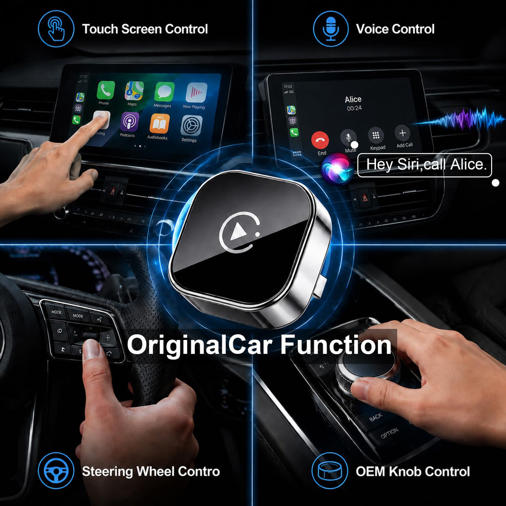 Wireless CarPlay Android Auto Adapter Wired to Wireless Fast Auto Connect Plug and Play Stable Connection