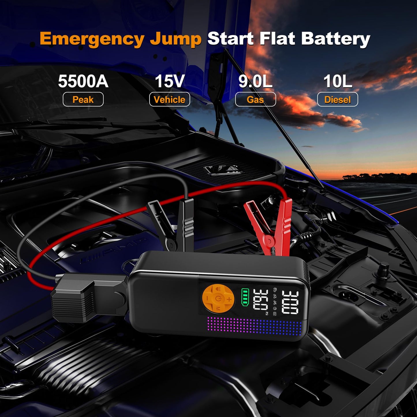 5500A Jump Starter with Air Compressor & 150PSI Tire Inflator for Gas & Diesel Engines