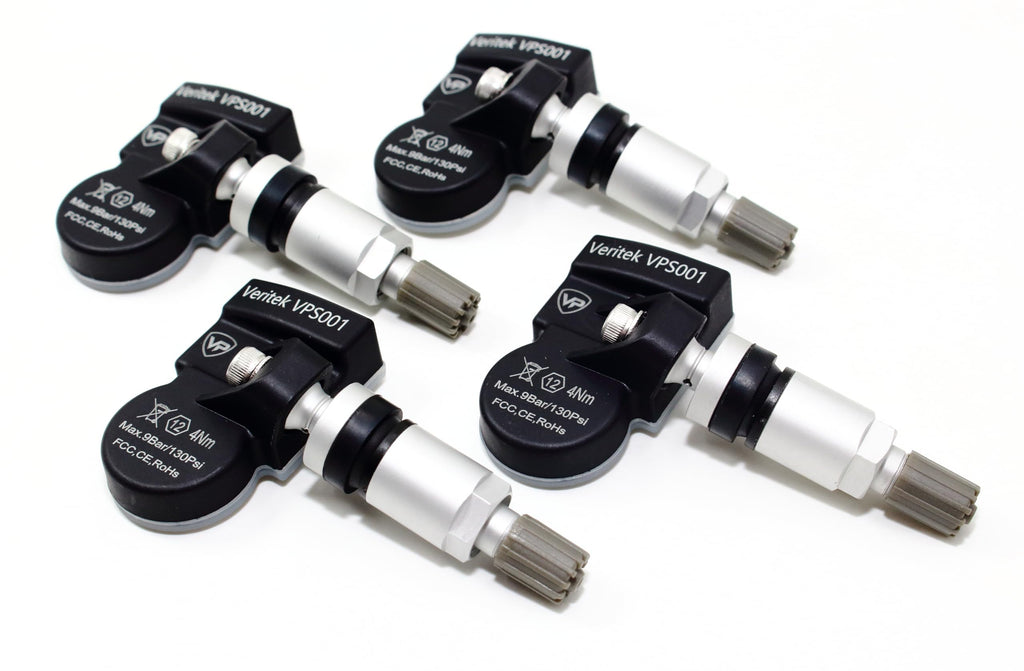 TPMS Tire Pressure Sensor Set of 4 433MHz Replacement Audi Bentley VW Aluminum Valve Stem