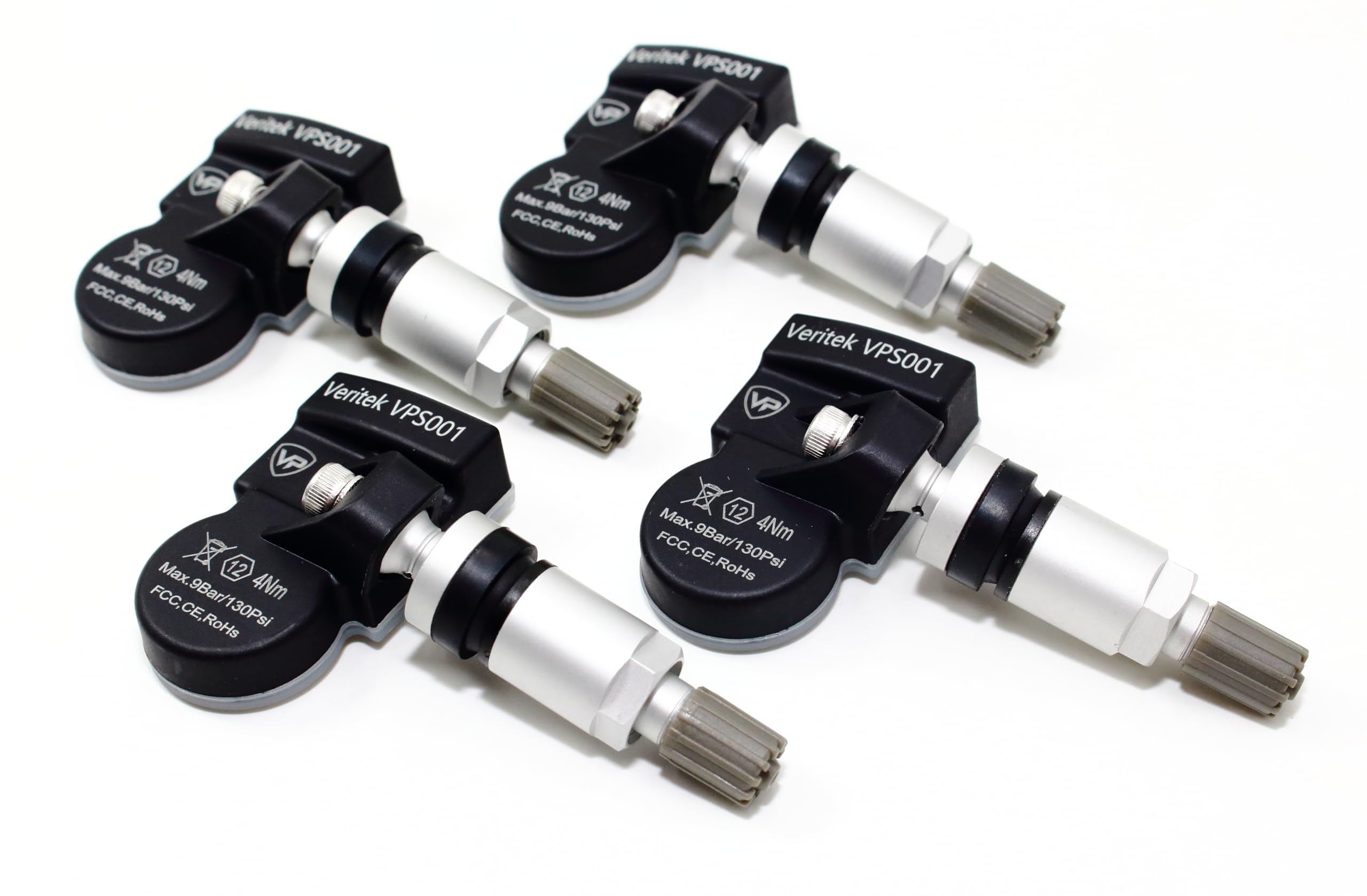 TPMS Tire Pressure Sensor Set of 4 433MHz Replacement Audi Bentley VW Aluminum Valve Stem