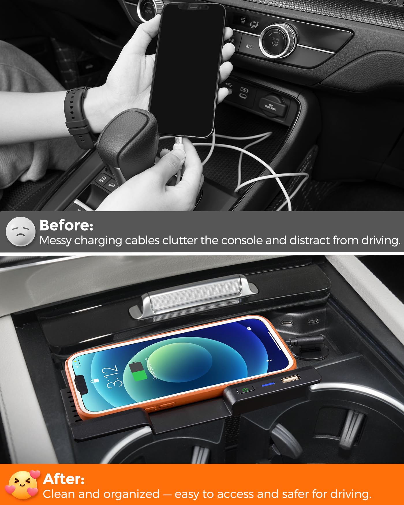 15W Wireless Charging Pad for Mercedes-Benz GLE & GLS Center Console Fast Car Phone Charger