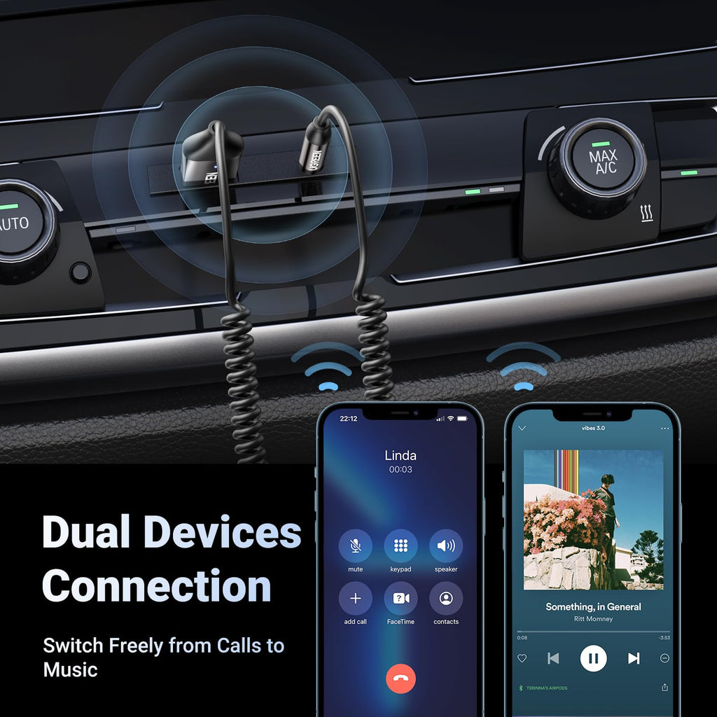 Bluetooth 3.5mm Aux Adapter Car Receiver Hands Free Calls USB Powered Audio Receiver