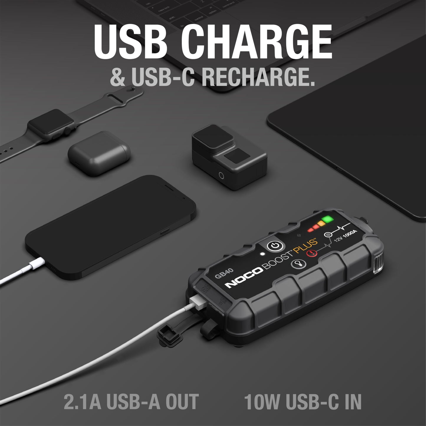 1000A 12V Lithium Jump Starter Power Bank for Gas & Diesel Engines