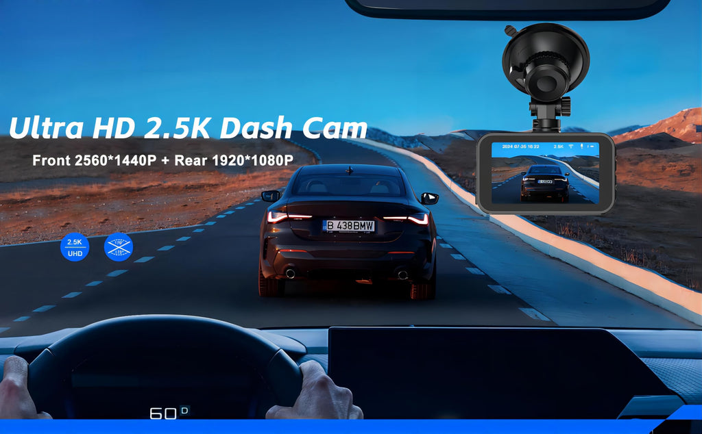 3 Channel Dash Cam 2K 1296P Night Vision IMX415 Sensor Cabin Rear Camera WiFi APP Control