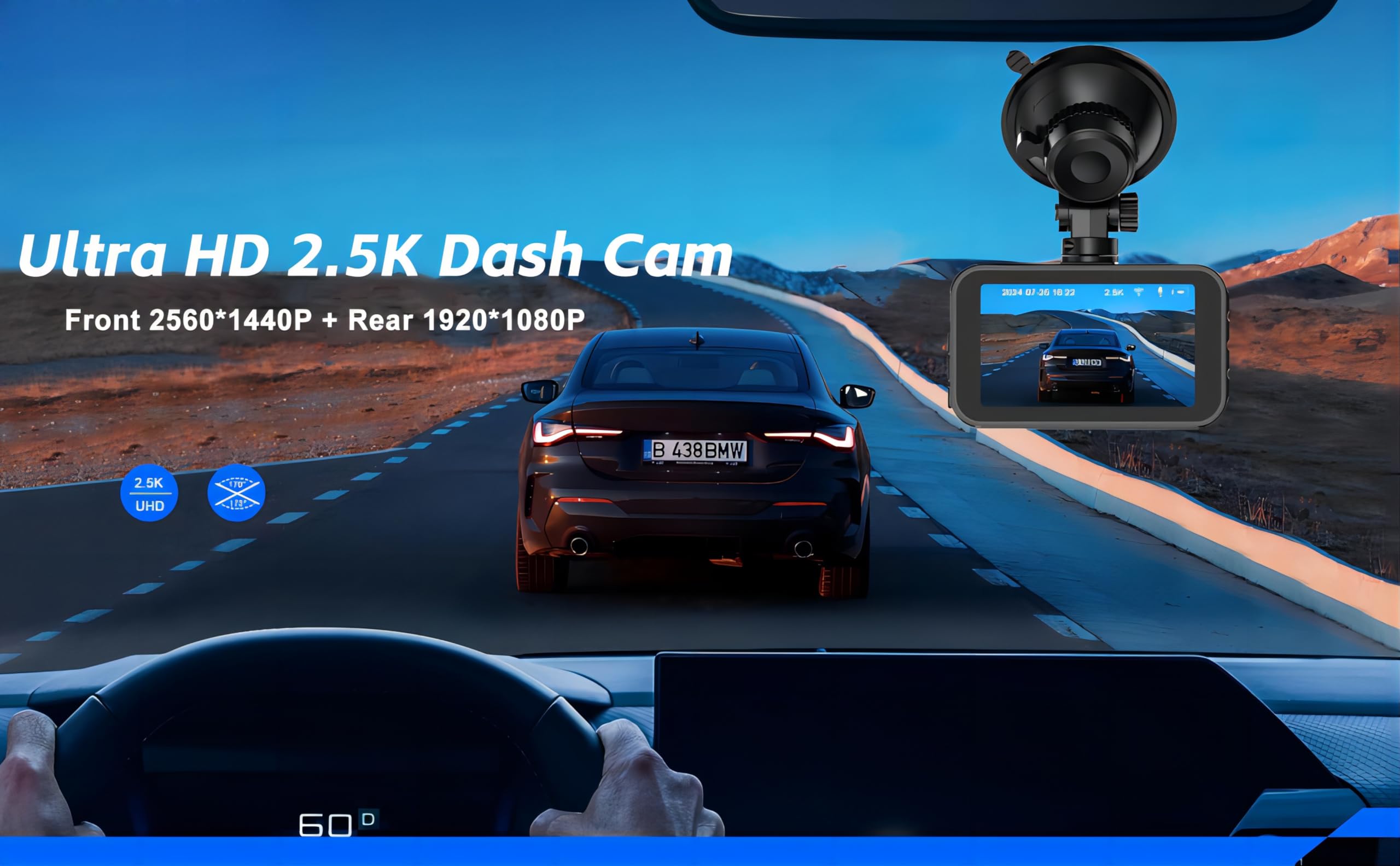 3 Channel Dash Cam 2K 1296P Night Vision IMX415 Sensor Cabin Rear Camera WiFi APP Control
