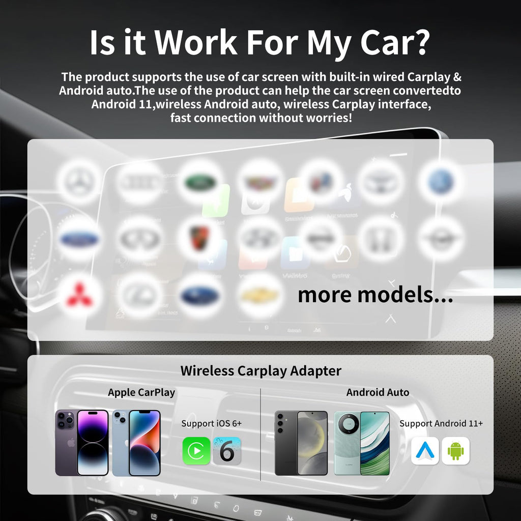 Wireless CarPlay Adapter iPhone AirPlay Mirror Link USB C Wired to Wireless Conversion