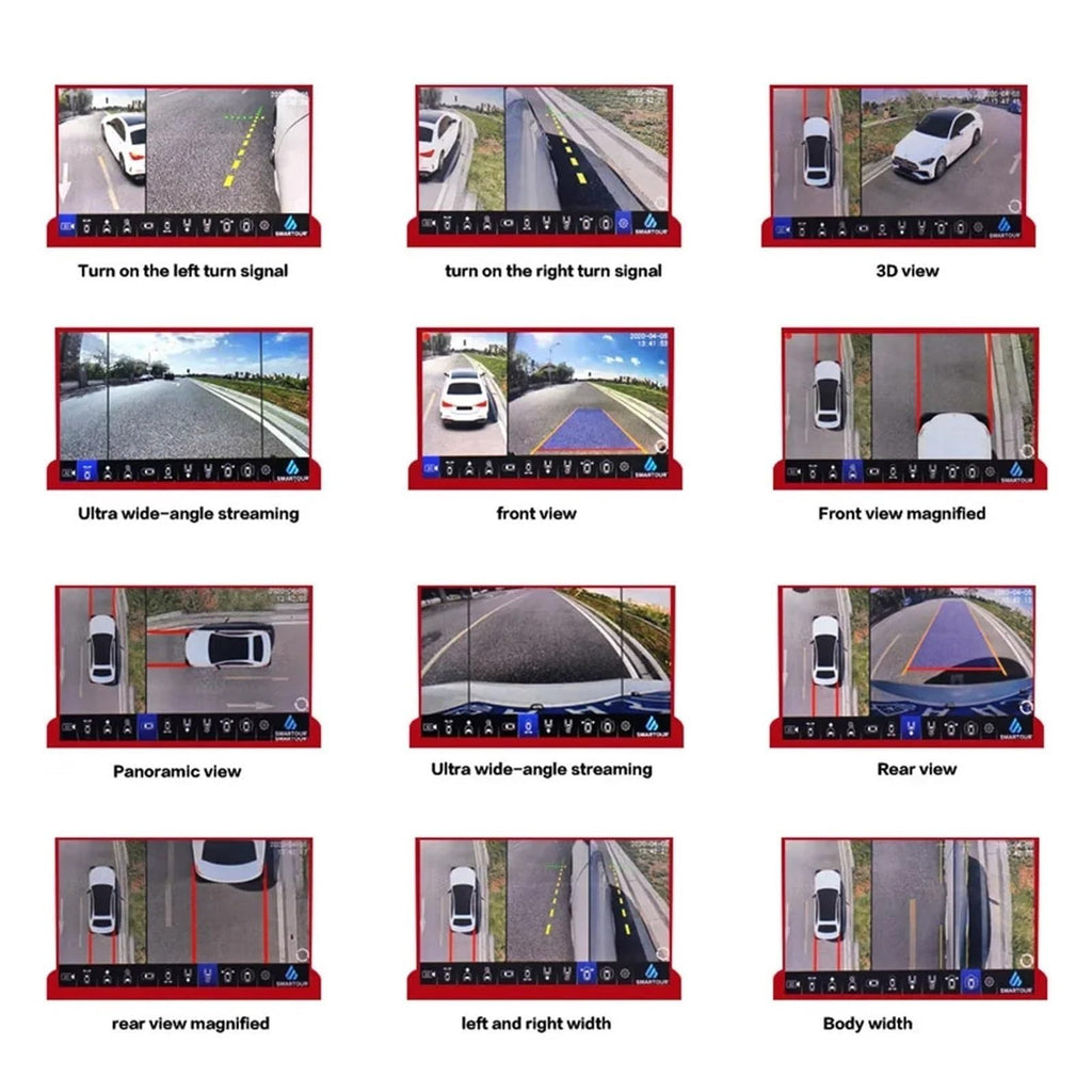 360 Degree Bird View Camera System 4K UHD Surround View Parking DVR Monitor