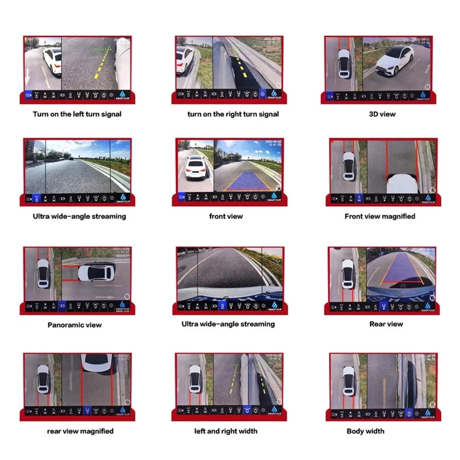 360 Degree Bird View Camera System 4K UHD Surround View Parking DVR Monitor