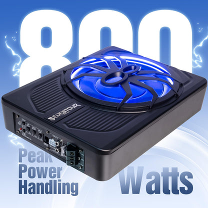 10-Inch 800W Slim Under-Seat Powered Subwoofer Kit