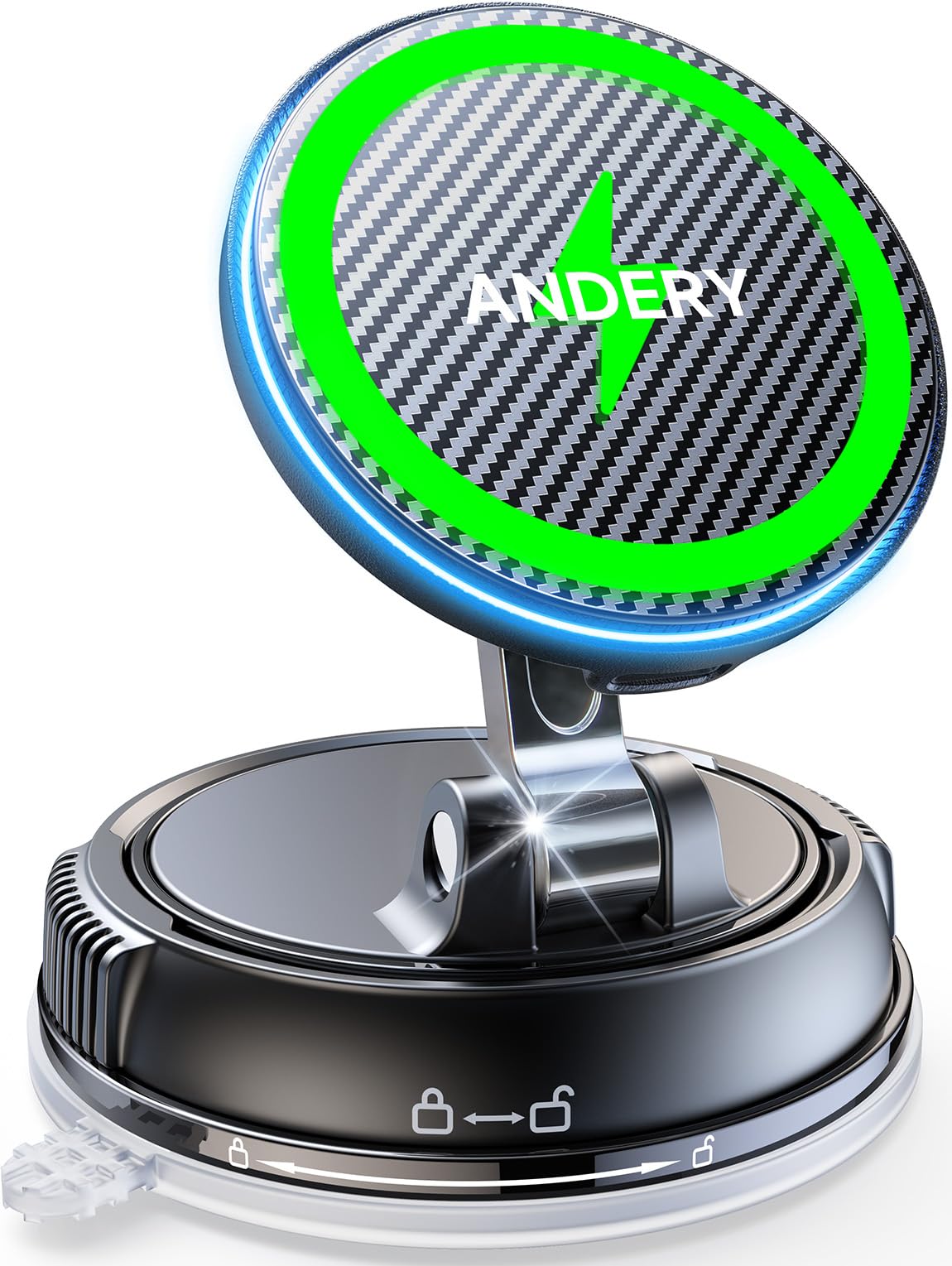 15W MagSafe Car Mount Charger with Strong Suction Magnetic Phone Holder 360° Adjustable