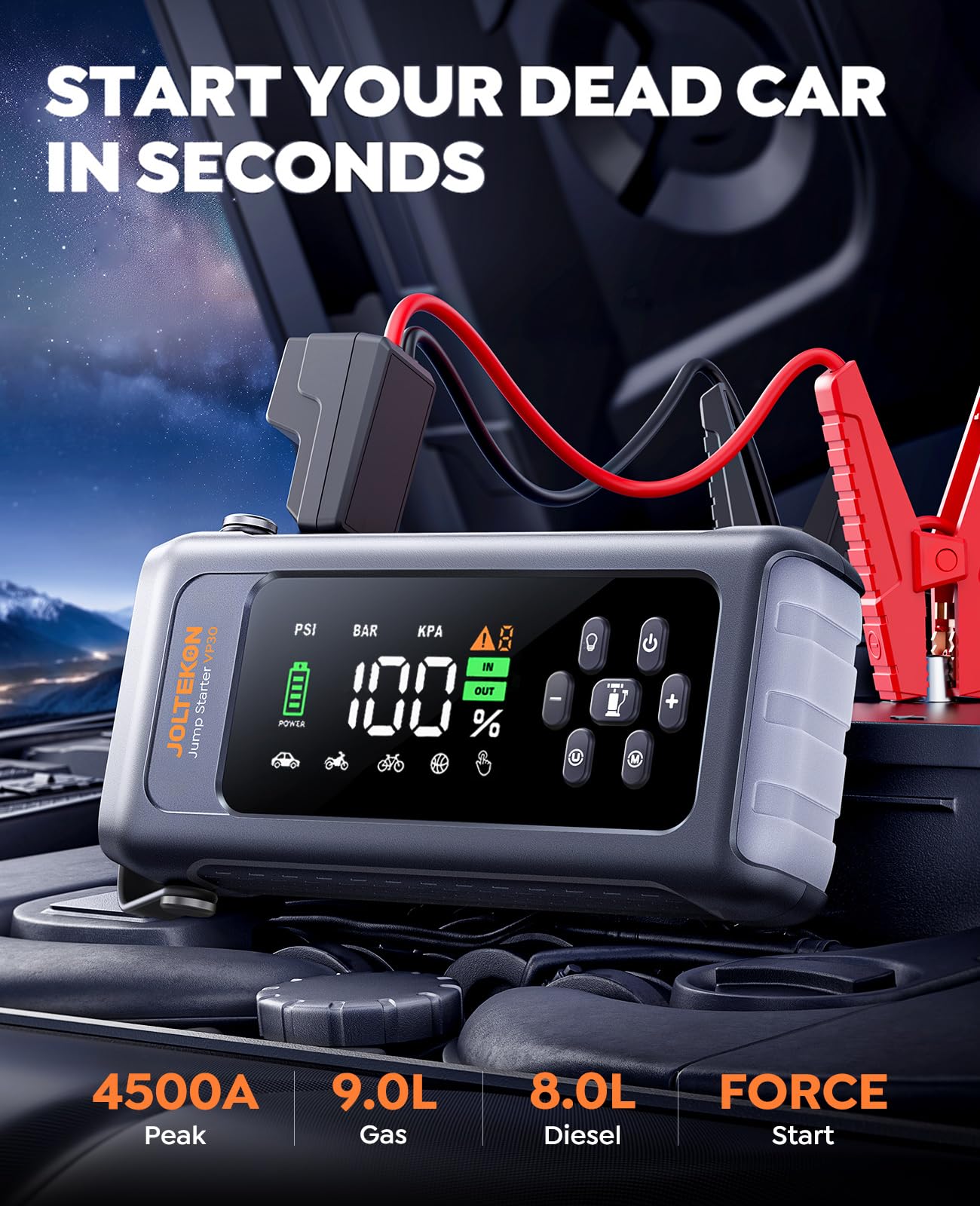 4500A Jump Starter with 150PSI Air Compressor for Gas & Diesel Engines
