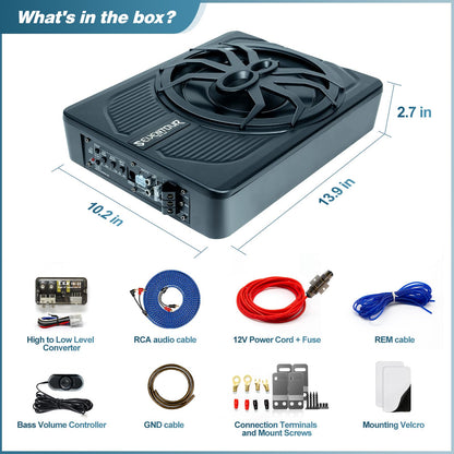 10-Inch 800W Slim Under-Seat Powered Subwoofer Kit