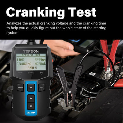 12V Car Battery Tester 100–2000 CCA Load & Alternator Diagnostic Analyzer