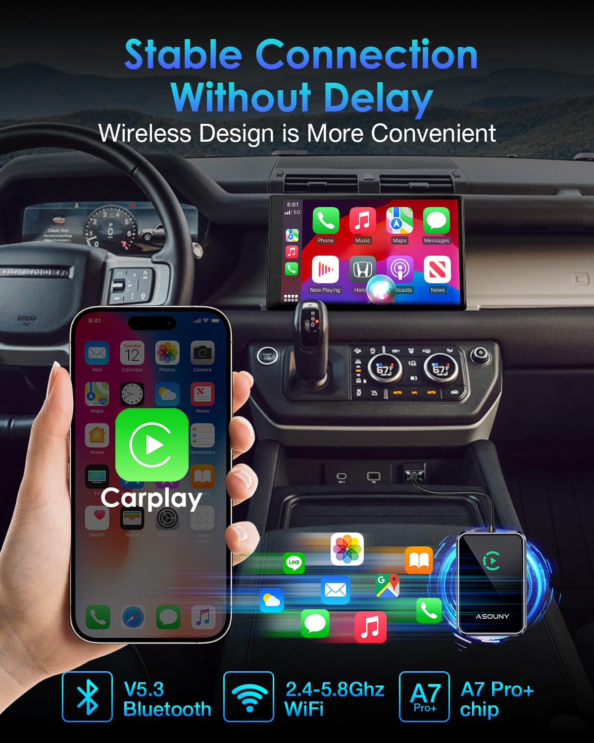 Wireless CarPlay Adapter Plug and Play Auto Connect