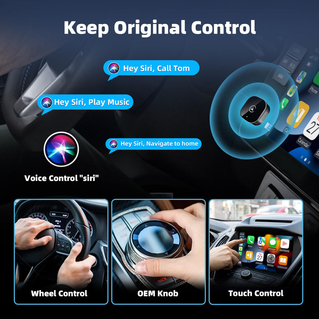 Wireless CarPlay Android Auto Adapter Mini USB Wired to Wireless Fast Connection Plug and Play