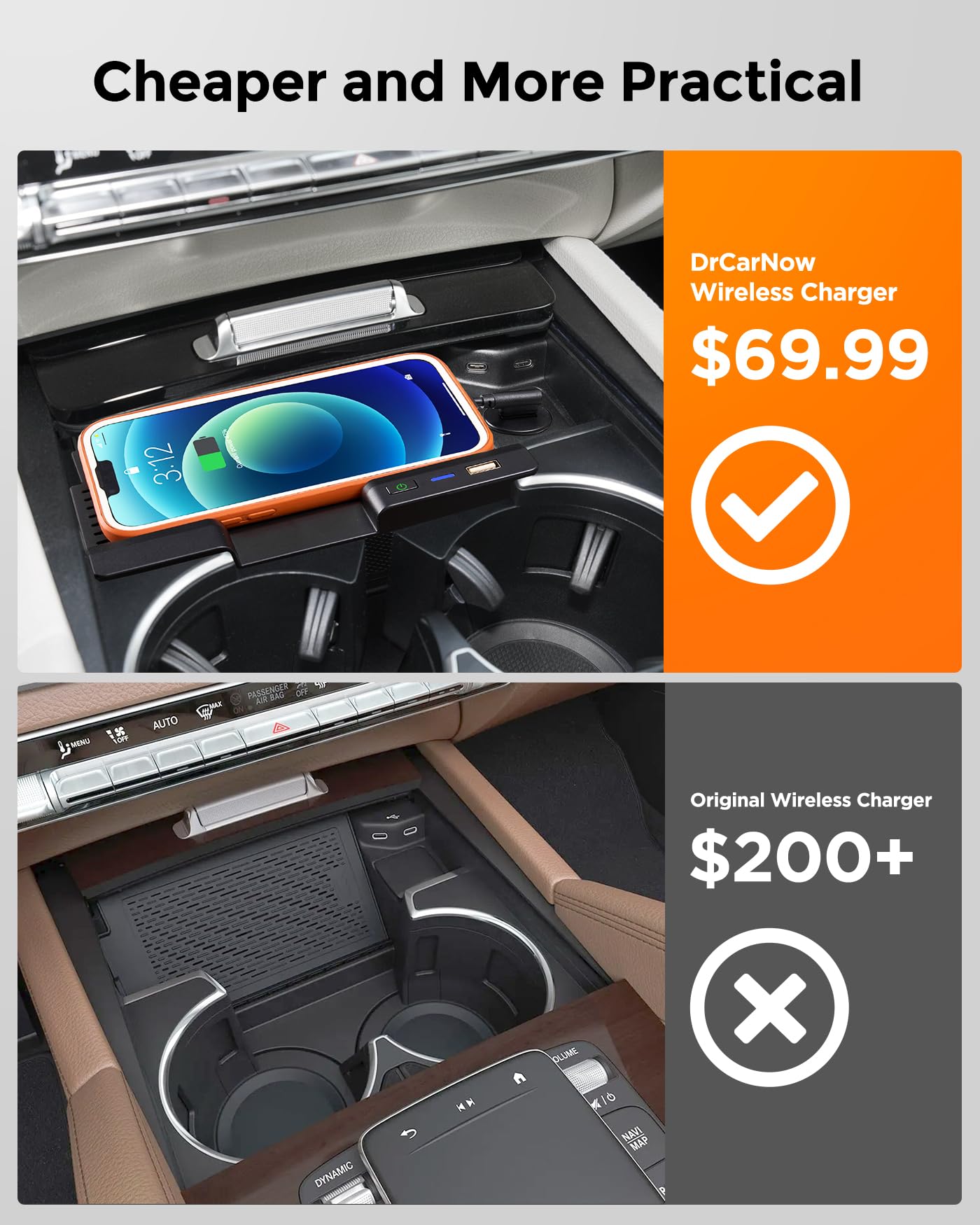 15W Wireless Charging Pad for Mercedes-Benz GLE & GLS Center Console Fast Car Phone Charger