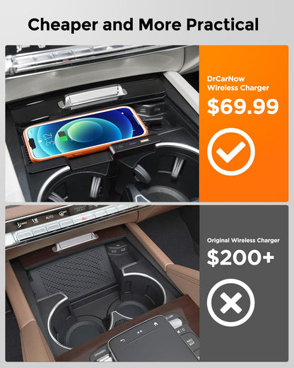 15W Wireless Charging Pad for Mercedes-Benz GLE & GLS Center Console Fast Car Phone Charger